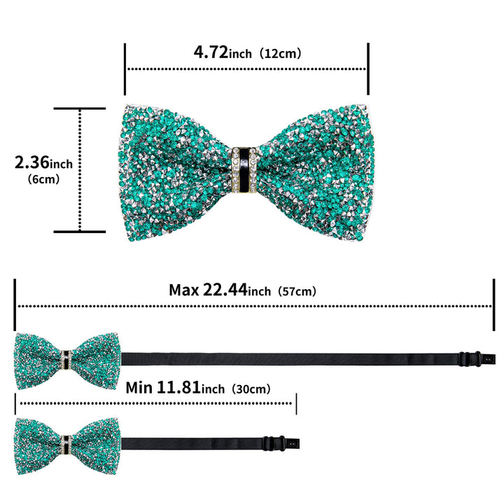 fashion teal green silver pre tied bow ties for mens wedding party tuxedo with Rhinestones Imitated Crystal 