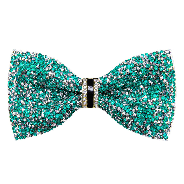 fashion teal green silver pre tied bow ties for mens wedding party tuxedo with Rhinestones Imitated Crystal 