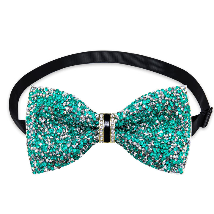 fashion teal green silver pre tied bow ties for mens wedding party tuxedo with Rhinestones Imitated Crystal 