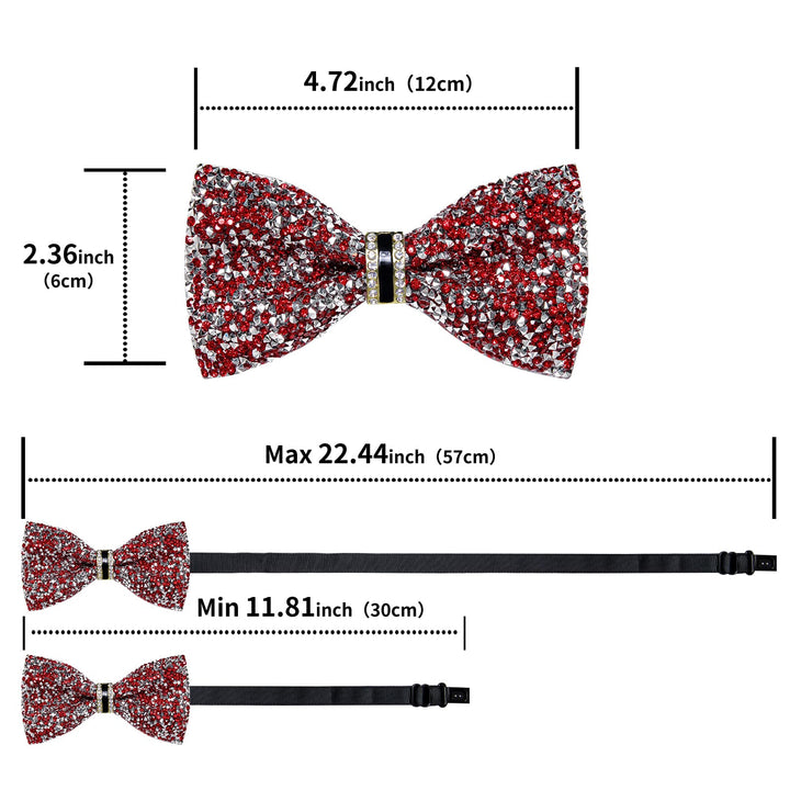 fashion pure red colors pre tied bow ties for men wedding party with Rhinestones Imitated Crystal 