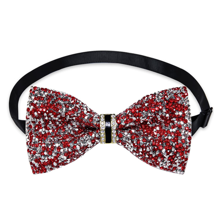 fashion pure red colors pre tied bow ties for men wedding party with Rhinestones Imitated Crystal 