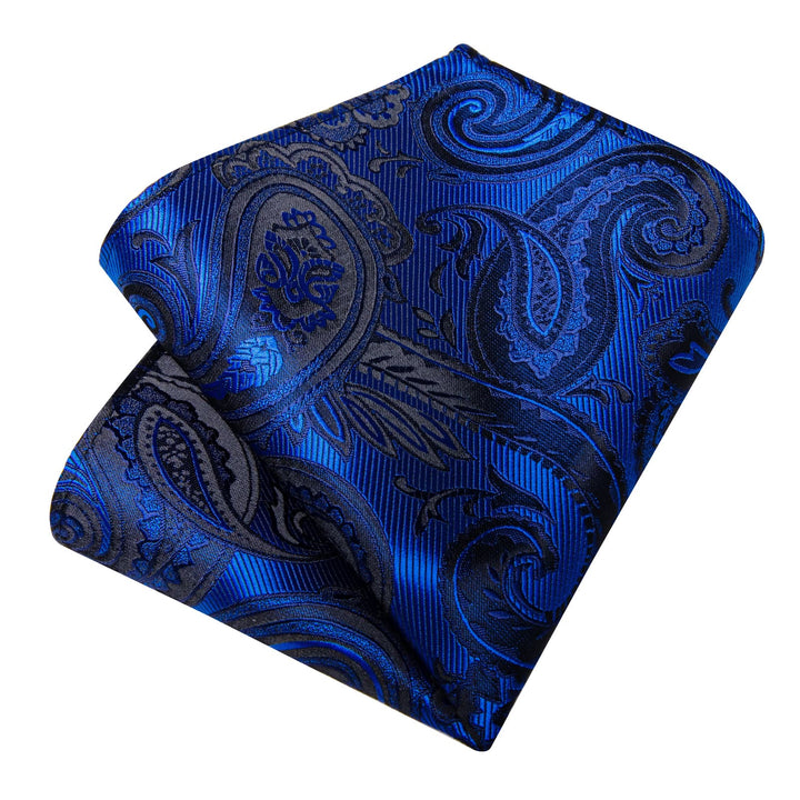 silk mens navy blue floral ties pocket square cufflinks set for office men