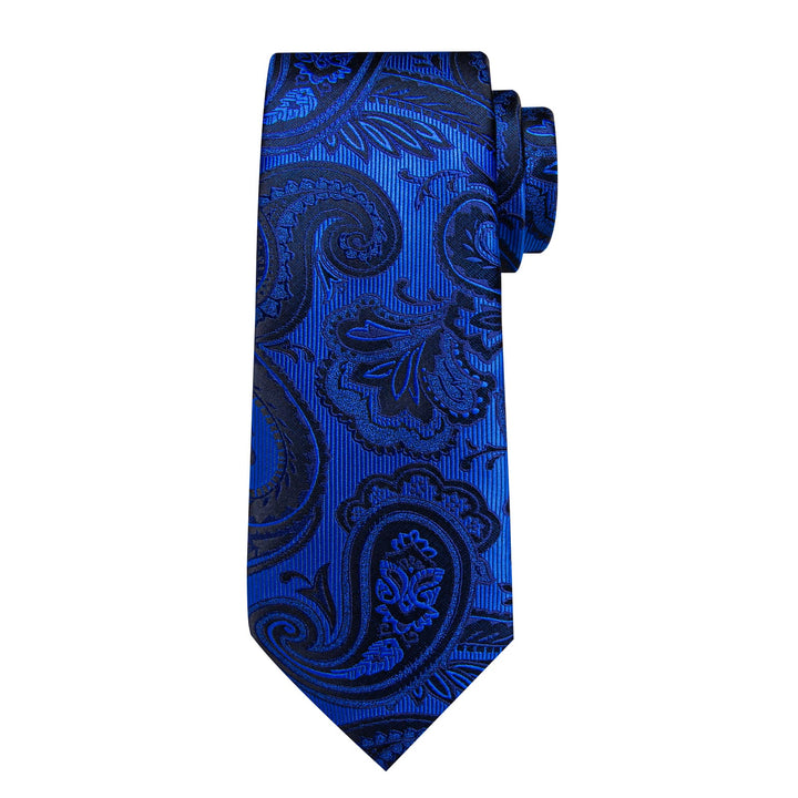 silk mens navy blue floral ties pocket square cufflinks set for office men