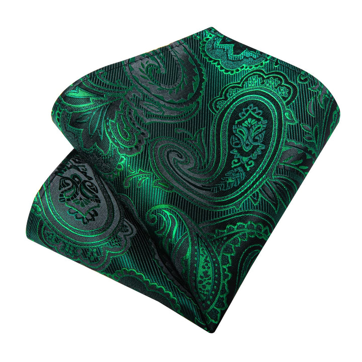 mens silk floral Emerald Green ties handkerchief cufflinks set for mens suit dress