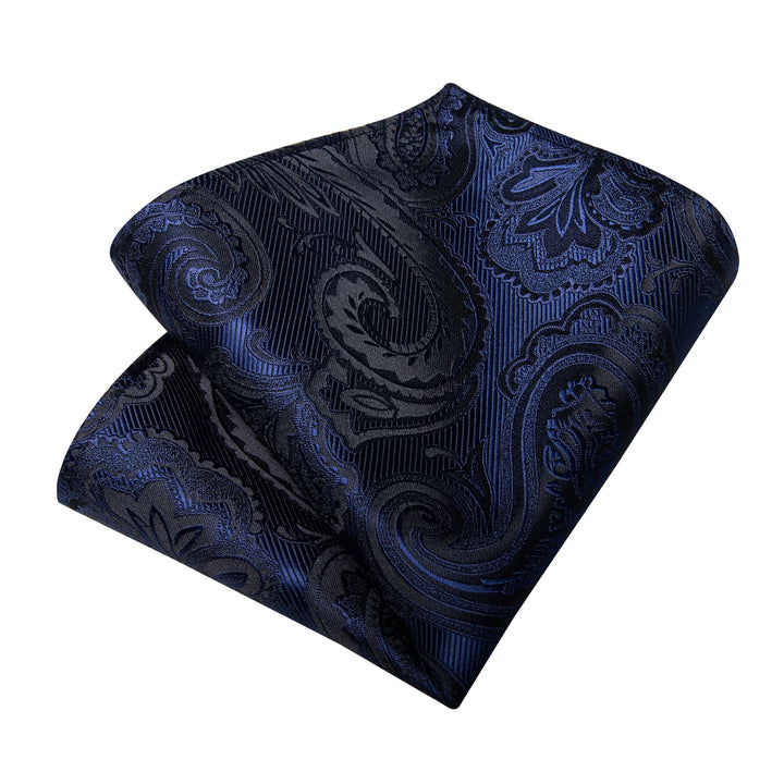 silk deep blue floral wedding ties pocket square cufflinks set for mens suit top