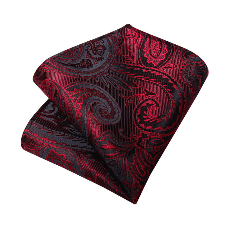 Fire Brick red paisley mens silk wedding ties pocket square cufflinks set