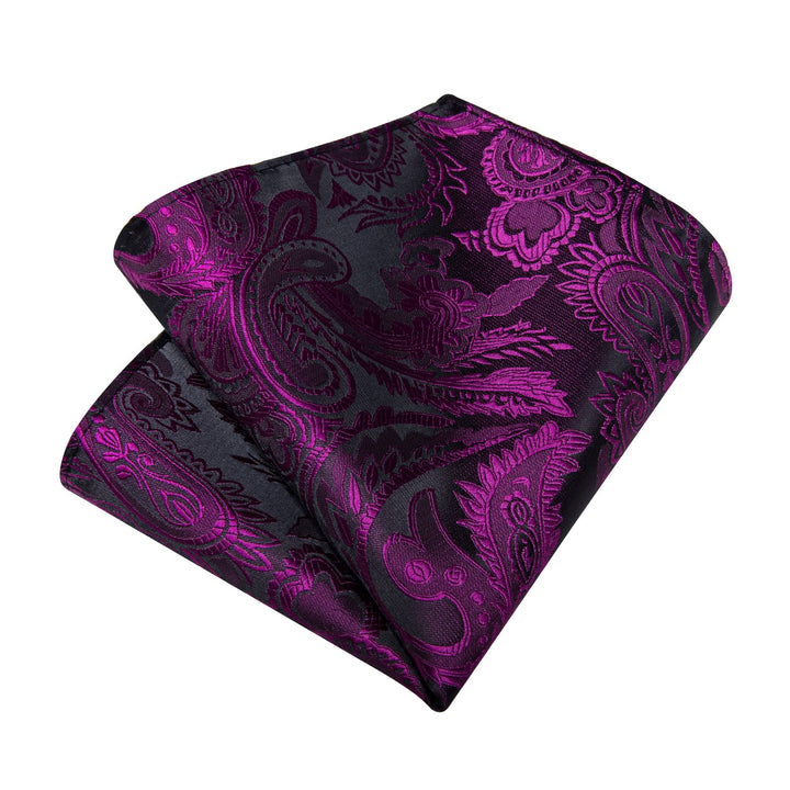 silk mens deep purple floral ties handkerchief cufflinks set