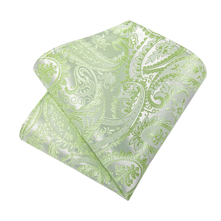 Formal Ties Lime Green Paisley Silk Mens Tie Hanky Cufflinks Set for Tuxedo Dress Suit Business