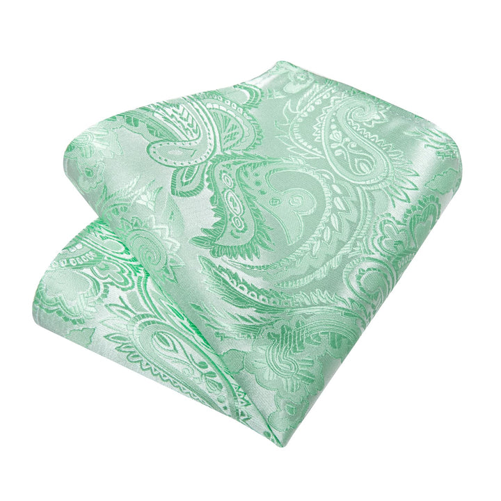 fashion silk mens paisley hunter green tie handkerchief cufflinks set for casual outfit