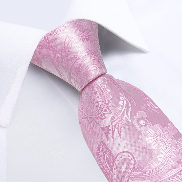 wedding silk mens accessory design paisley hot pink tie handkerchief cufflinks set