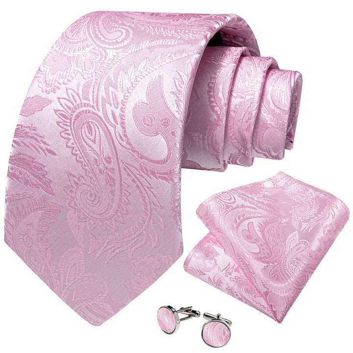 wedding silk mens accessory design paisley hot pink tie handkerchief cufflinks set