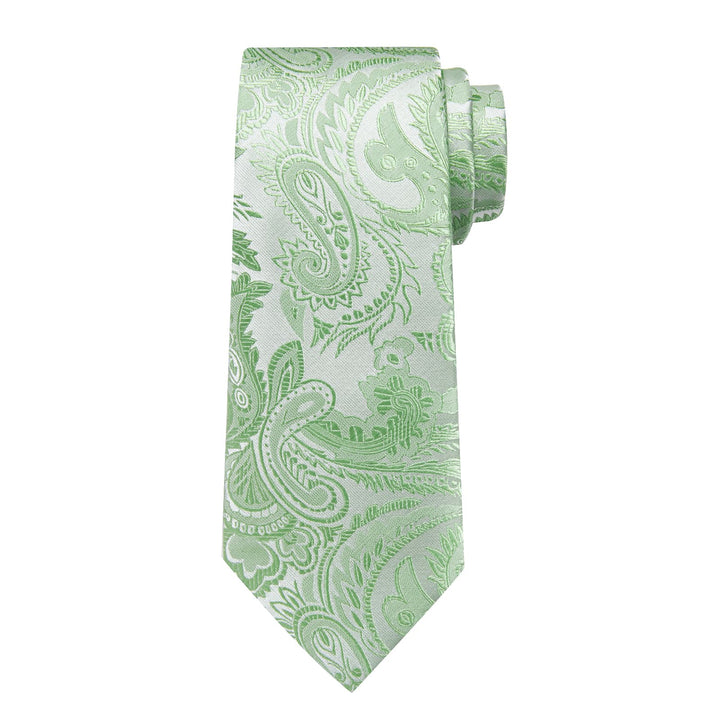 business office dress tie silk mens paisley emerald green tie pocket square cufflinks set