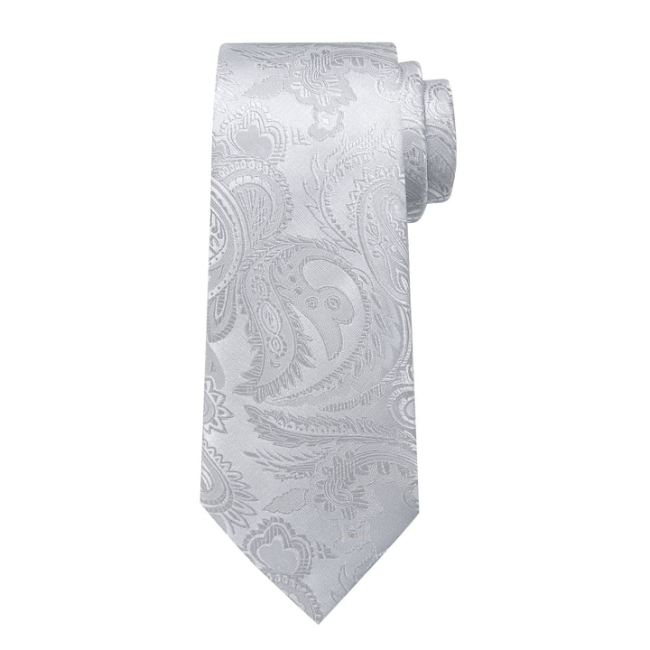 fashion Cloud Grey silk mens paisley ties pocket square cufflinks set