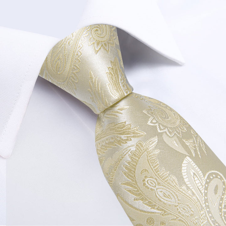 champagne white paisley silk dress suit ties for men