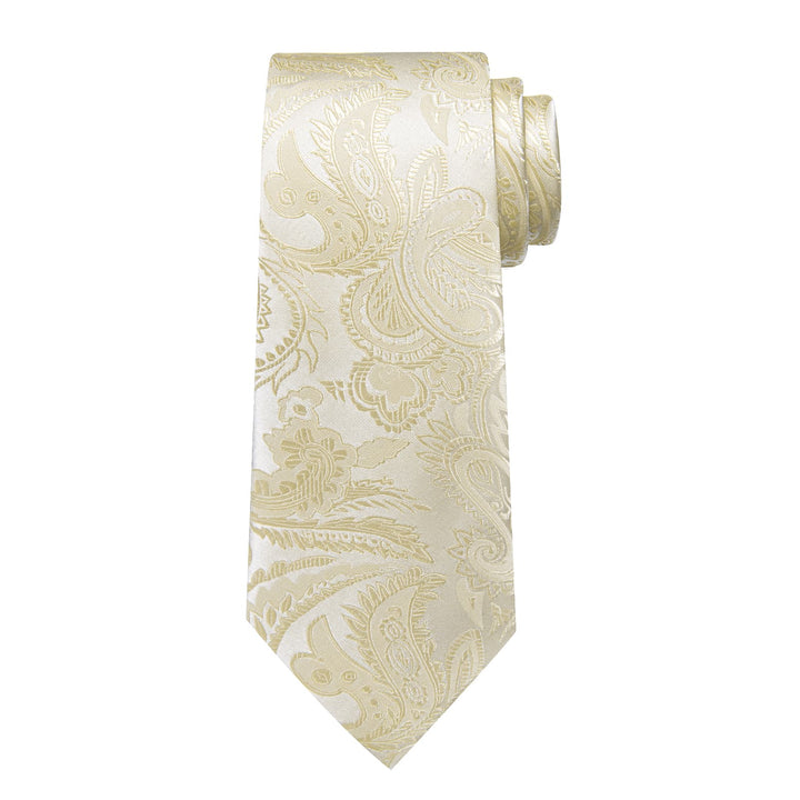 champagne white paisley silk dress suit ties for men