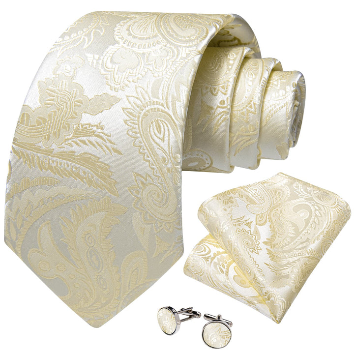 champagne white paisley silk dress suit ties for men