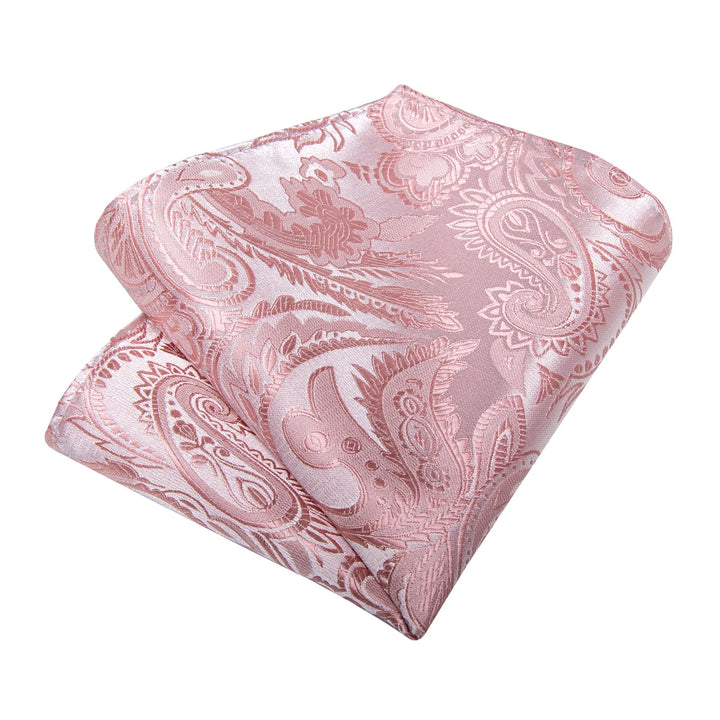 classic wedding design silk mens paisley pink ties pocket square cufflinks set