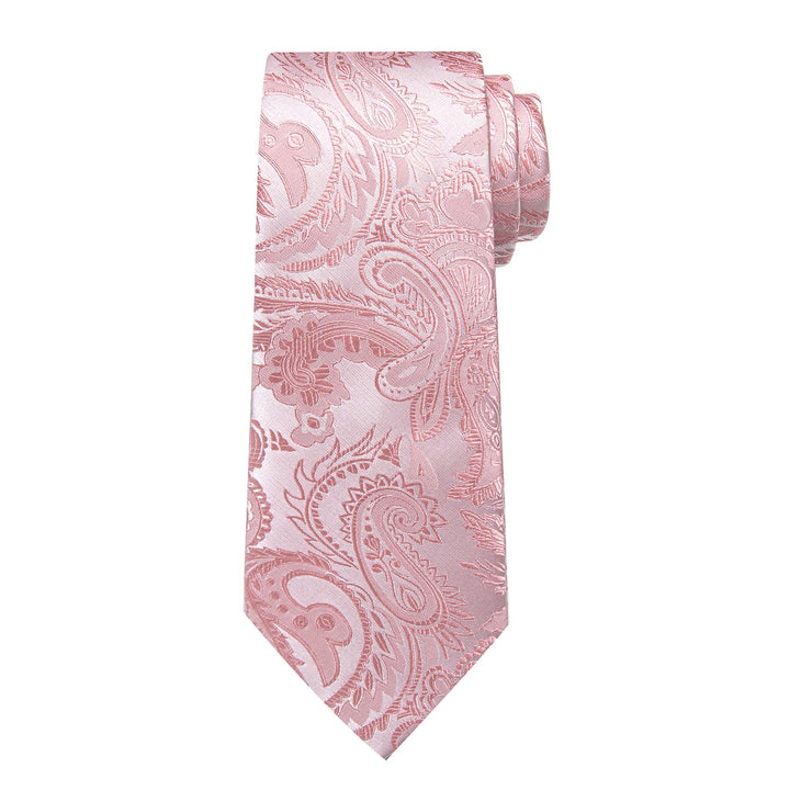 classic wedding design silk mens paisley pink ties pocket square cufflinks set