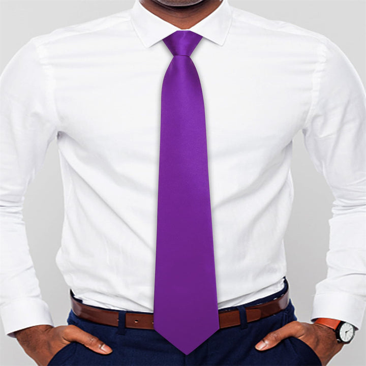 hot selling deep purple solid business mens skinny tie handkerchief cuff links set