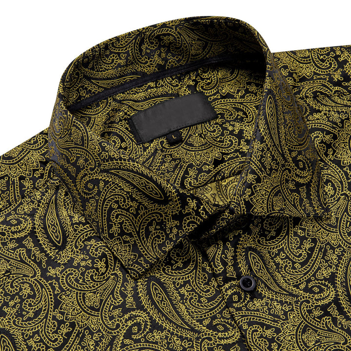 fashion business paisley silk deep yellow shirt mens