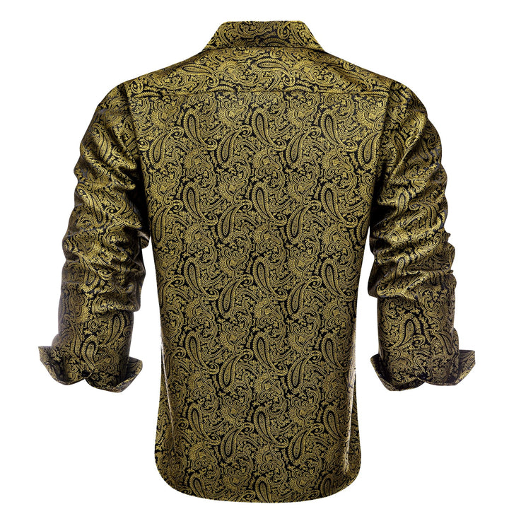 fashion business paisley silk deep yellow shirt mens