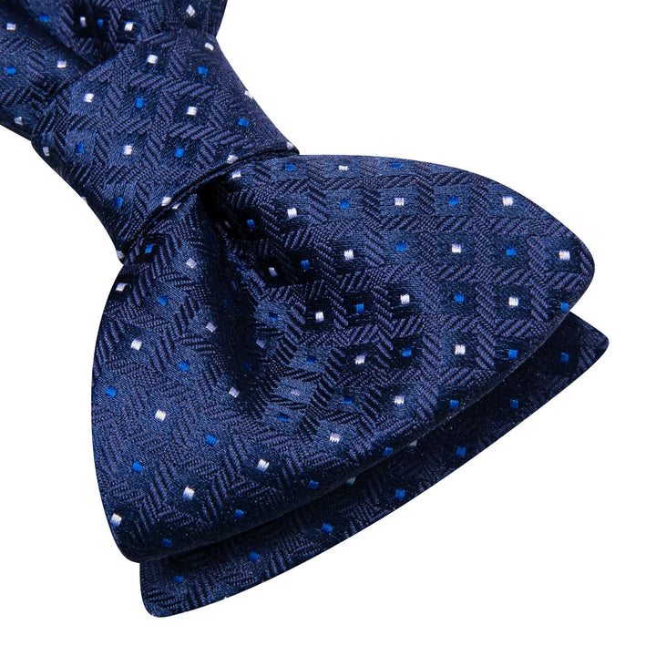 ties2you mens silk navy blue white plaid cheap bow ties pocket square cufflinks set for business or causal