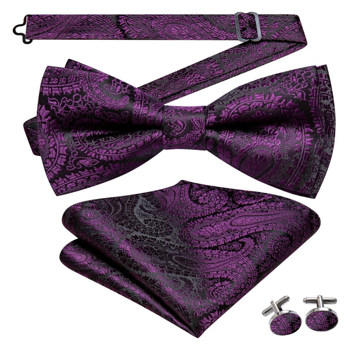 purple paisley bow tie