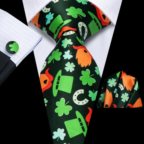 green patterned tie