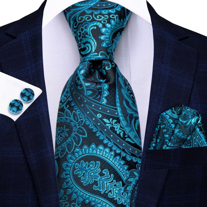 cyan blue tie