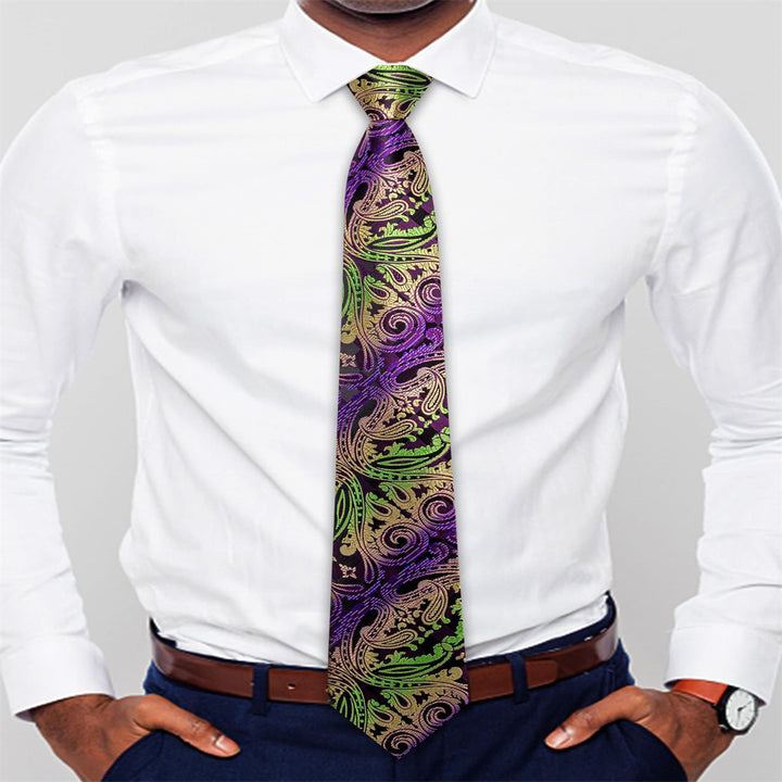 fashion tie sale purple yellow green paisley mens silk tie pocket square cufflinks set for dress suit top