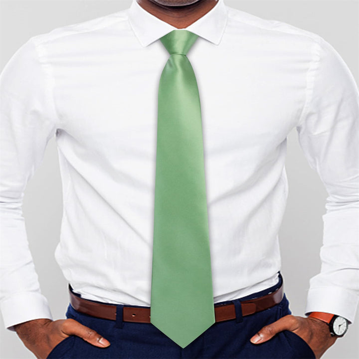 mens business classic green solid modern tie pocket square cufflinks set