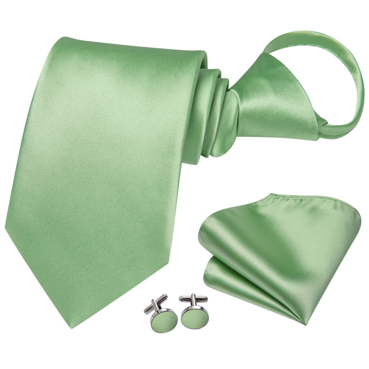 mens business classic green solid modern tie pocket square cufflinks set