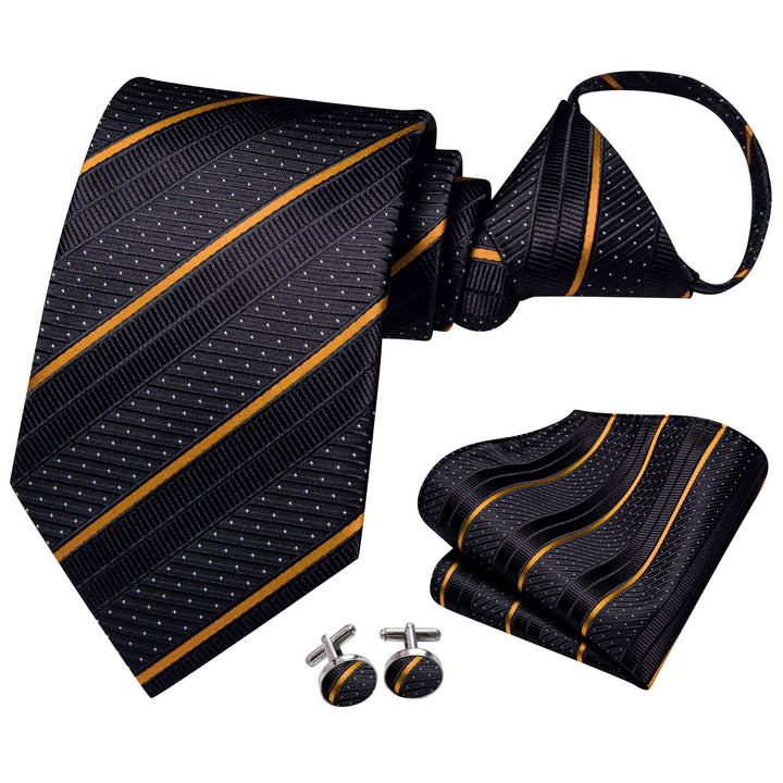 fashion striped black gold silk men's ties near me for the fast shipping