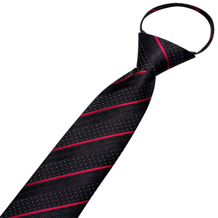 business striped red black knit tie pocket square cufflinks set