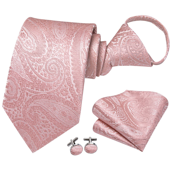 fashion wedding paisley rose pink tie lengths 150cm*8cm silk mens tie pocket square cufflinks set