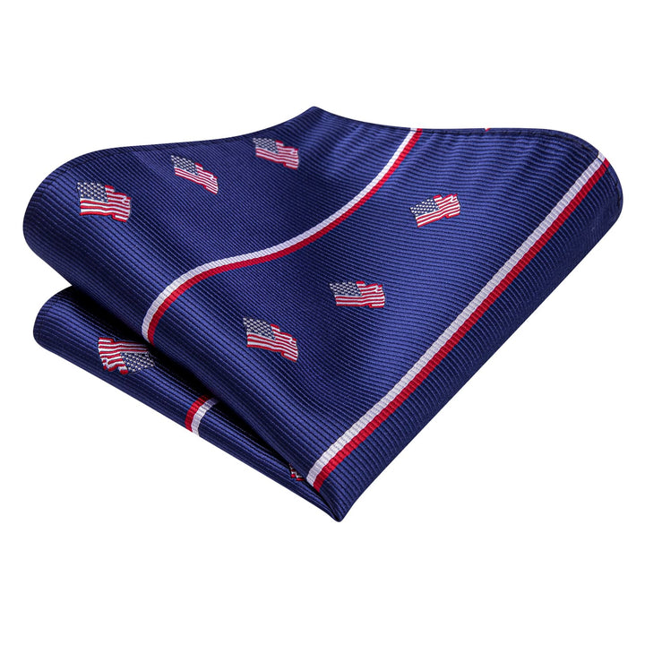 Classic American flag a must-have for patriots on Independence Day navy blue neck tie handkerchief cufflinks set