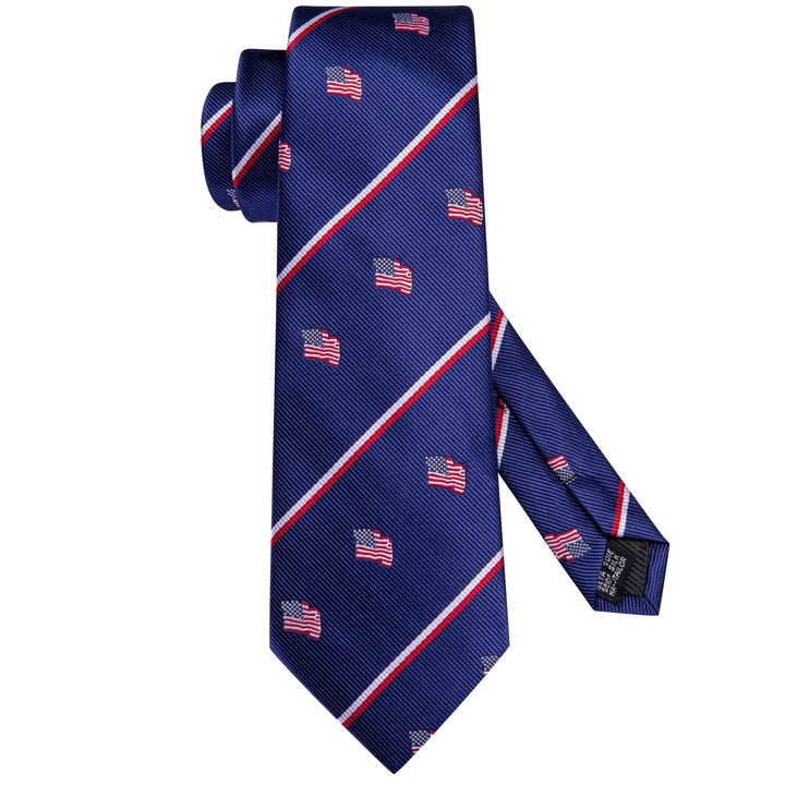 Classic American flag a must-have for patriots on Independence Day navy blue neck tie handkerchief cufflinks set