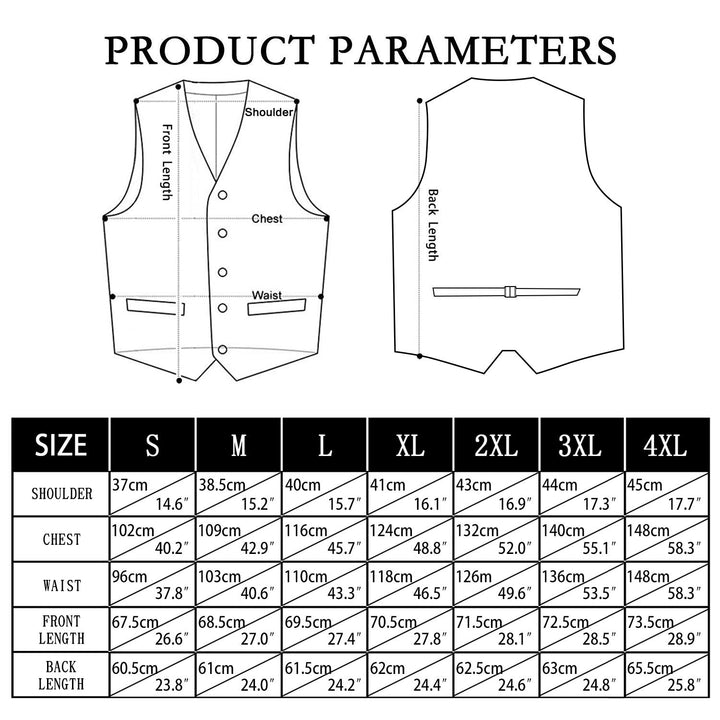 gold vest mens size chart