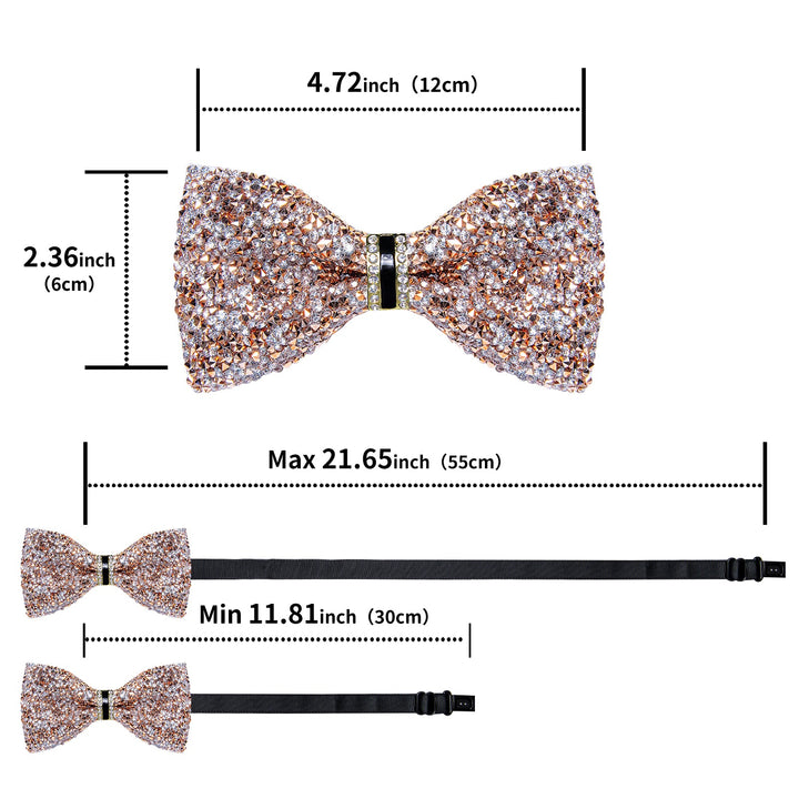 White Champagne Simulated Diamond Mens Party Bowtie