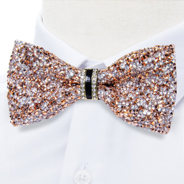 White Champagne Simulated Diamond Bowtie