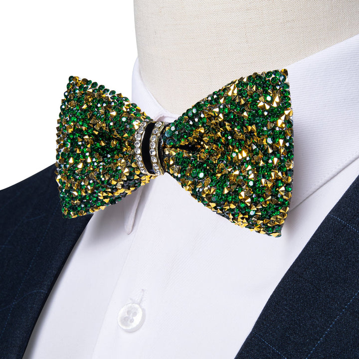 green Imitation diamond bow tie