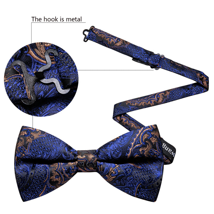 blue pattern bow tie