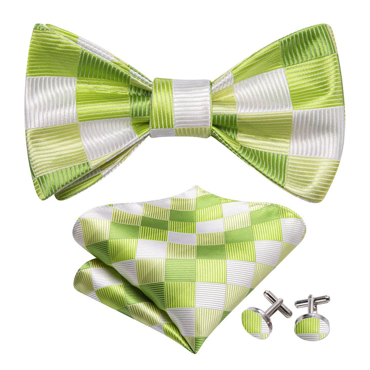 green and white bowtie