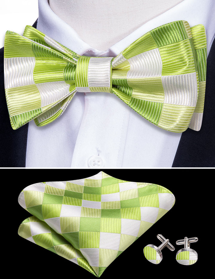 green and white plaid bowtie