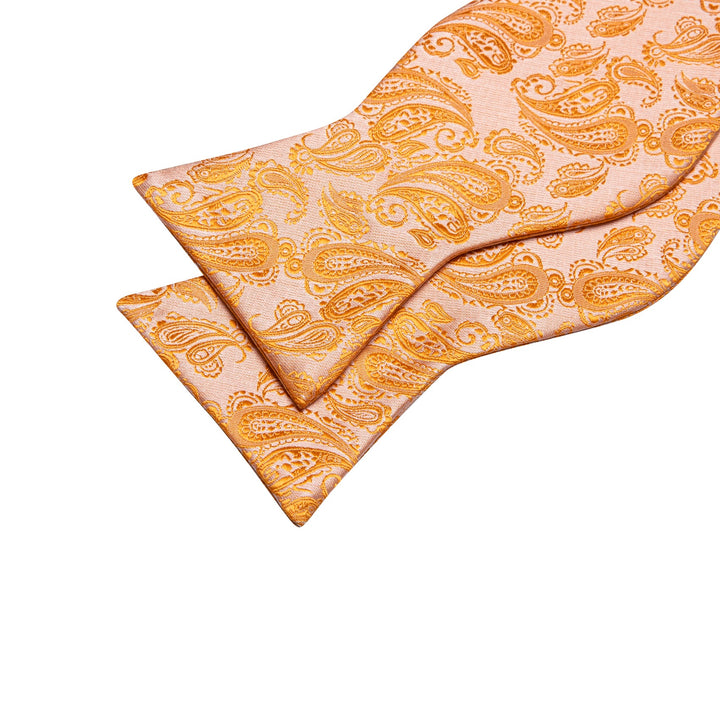 orange paisley mens bow tie for dress suit