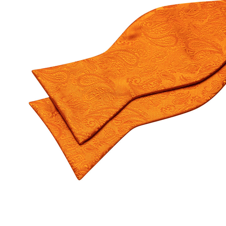 orange mens self bow tie