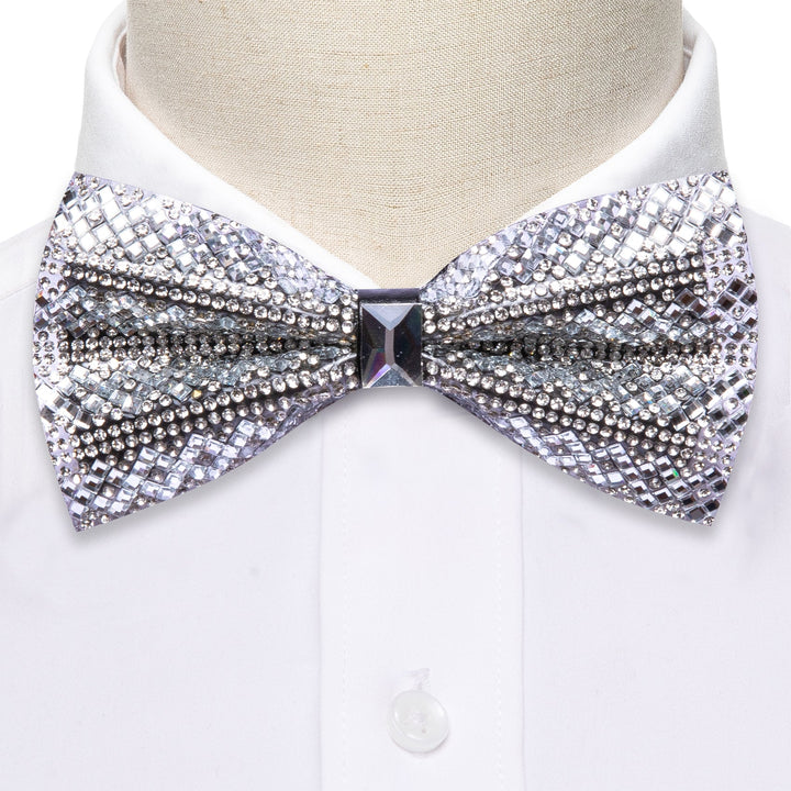 white Imitation crystal bow tie