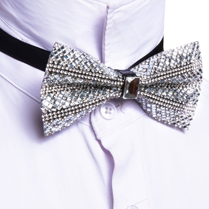 white Imitation crystal bowtie