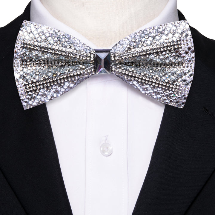 white tuxedo Imitation crystal bow tie