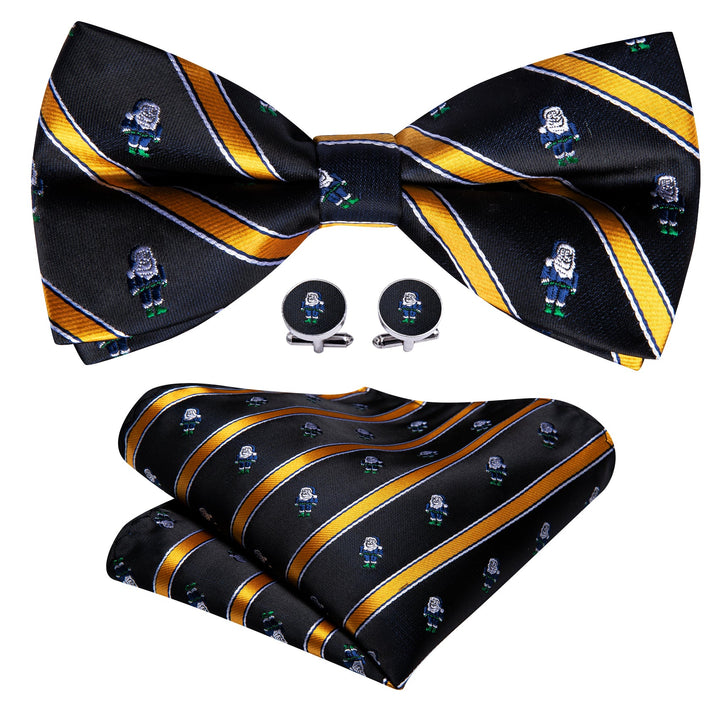 formal striped black yellow mens bow tie